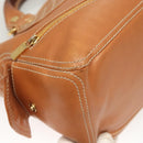CELINE Hand Bag Leather Brown Gold Auth 128210-15