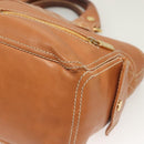 CELINE Hand Bag Leather Brown Gold Auth 128210-16