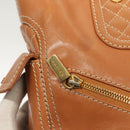 CELINE Hand Bag Leather Brown Gold Auth 128210-18