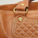 CELINE Hand Bag Leather Brown Gold Auth 128210-19