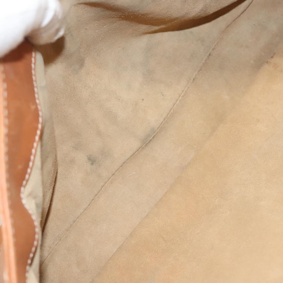 CELINE Hand Bag Leather Brown Gold Auth 128210