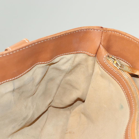 CELINE Hand Bag Leather Brown Gold Auth 128210