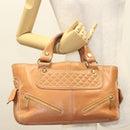 CELINE Hand Bag Leather Brown Gold Auth 128210-29