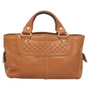 CELINE Hand Bag Leather Brown Gold Auth 128210-3