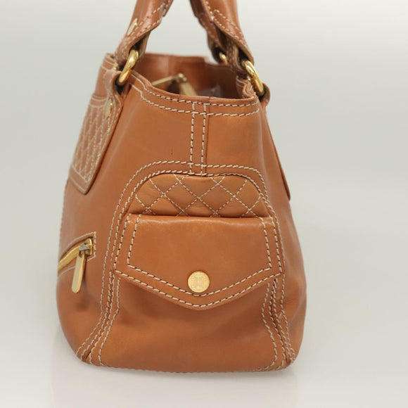CELINE Hand Bag Leather Brown Gold Auth 128210