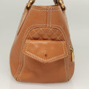 CELINE Hand Bag Leather Brown Gold Auth 128210-5