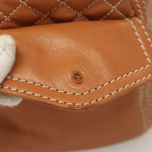 CELINE Hand Bag Leather Brown Gold Auth 128210