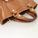 CELINE Hand Bag Leather Brown Gold Auth 128210-8