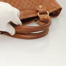 CELINE Hand Bag Leather Brown Gold Auth 128210-9