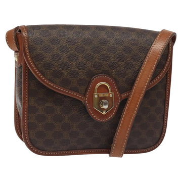 CELINE Macadam Canvas Shoulder Bag PVC Brown Gold Auth 128211