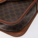 CELINE Macadam Canvas Shoulder Bag PVC Brown Gold Auth 128211-10