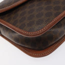 CELINE Macadam Canvas Shoulder Bag PVC Brown Gold Auth 128211-11