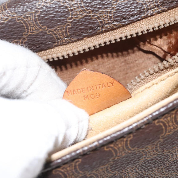 CELINE Macadam Canvas Shoulder Bag PVC Brown Gold Auth 128211