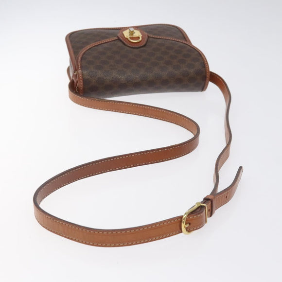 CELINE Macadam Canvas Shoulder Bag PVC Brown Gold Auth 128211