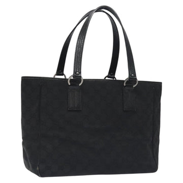 GUCCI GG Canvas Tote Bag Black Silver 113017 Auth 128212