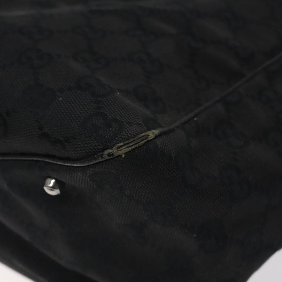 GUCCI GG Canvas Tote Bag Black Silver 113017 Auth 128212