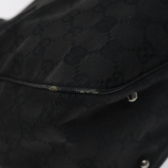 GUCCI GG Canvas Tote Bag Black Silver 113017 Auth 128212