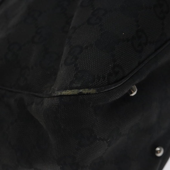 GUCCI GG Canvas Tote Bag Black Silver 113017 Auth 128212