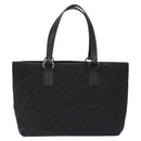 GUCCI GG Canvas Tote Bag Black Silver 113017 Auth 128212-13