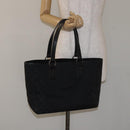 GUCCI GG Canvas Tote Bag Black Silver 113017 Auth 128212-20