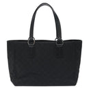 GUCCI GG Canvas Tote Bag Black Silver 113017 Auth 128212-2