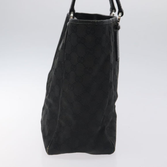 GUCCI GG Canvas Tote Bag Black Silver 113017 Auth 128212