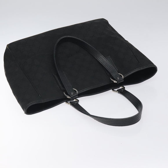 GUCCI GG Canvas Tote Bag Black Silver 113017 Auth 128212
