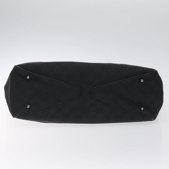 GUCCI GG Canvas Tote Bag Black Silver 113017 Auth 128212