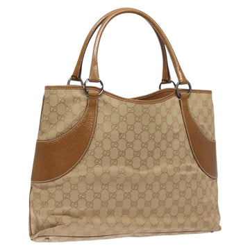 GUCCI GG Canvas Tote Bag Beige Silver 113016 Auth 128214