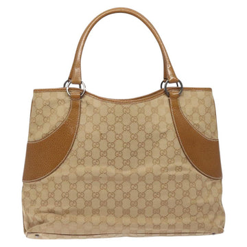 GUCCI GG Canvas Tote Bag Beige Silver 113016 Auth 128214 - 0