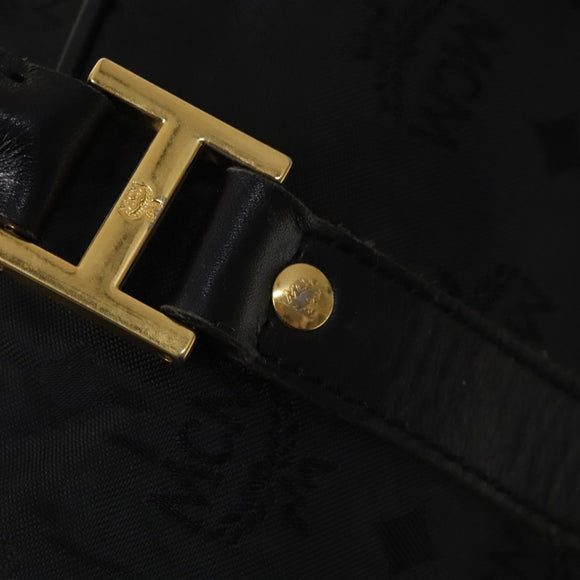 MCM Vicetos Logogram Shoulder Bag Nylon 2way Black Gold Auth 128228