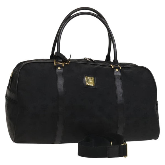 MCM Vicetos Logogram Shoulder Bag Nylon 2way Black Gold Auth 128228