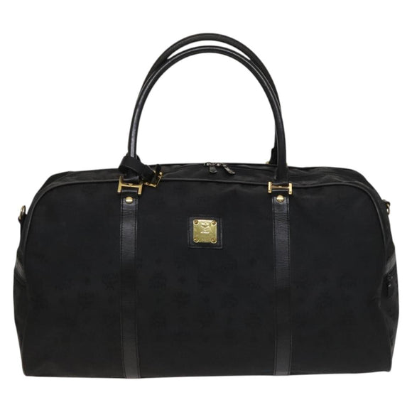 MCM Vicetos Logogram Shoulder Bag Nylon 2way Black Gold Auth 128228