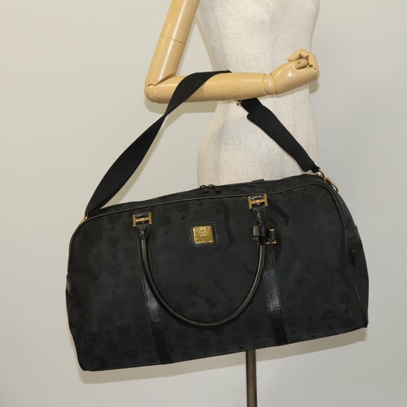 MCM Vicetos Logogram Shoulder Bag Nylon 2way Black Gold Auth 128228