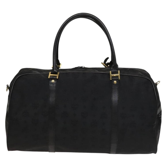 MCM Vicetos Logogram Shoulder Bag Nylon 2way Black Gold Auth 128228