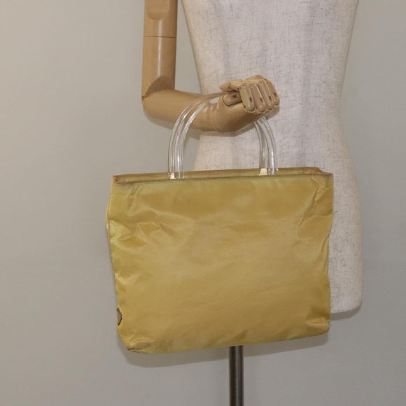 PRADA Hand Bag Nylon Yellow Silver Auth 128229