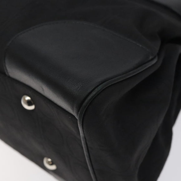 Salvatore Ferragamo Gancini Hand Bag Nylon Black Silver Auth 128232