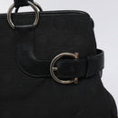 Salvatore Ferragamo Gancini Hand Bag Nylon Black Silver Auth 128232-17