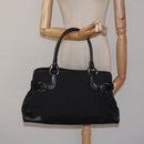 Salvatore Ferragamo Gancini Hand Bag Nylon Black Silver Auth 128232-22