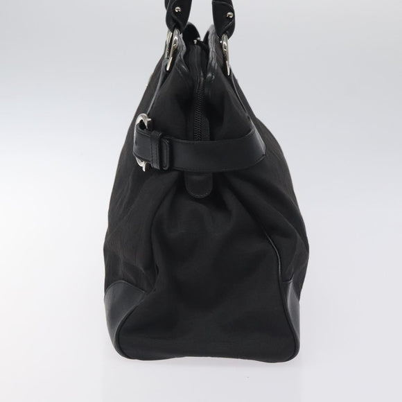 Salvatore Ferragamo Gancini Hand Bag Nylon Black Silver Auth 128232
