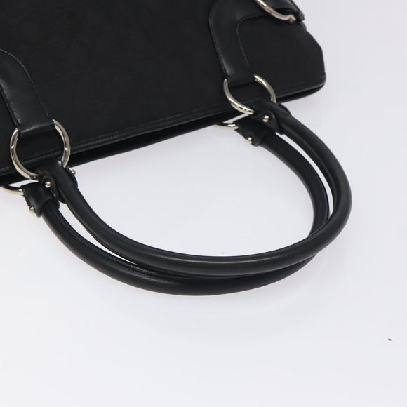 Salvatore Ferragamo Gancini Hand Bag Nylon Black Silver Auth 128232