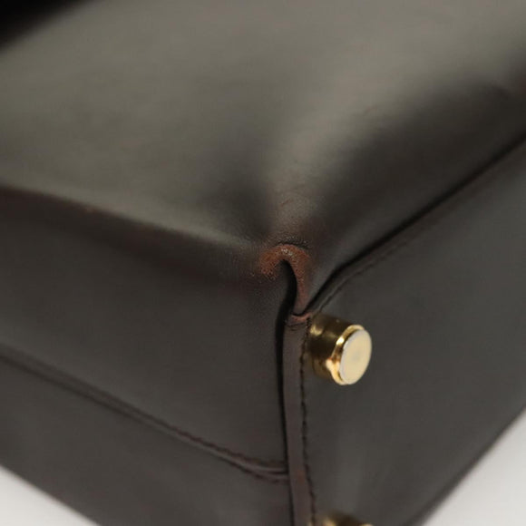 Salvatore Ferragamo Gancini Hand Bag Leather 2way Brown Gold Auth 128233