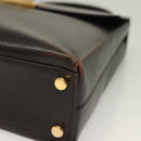 Salvatore Ferragamo Gancini Hand Bag Leather 2way Brown Gold Auth 128233-11