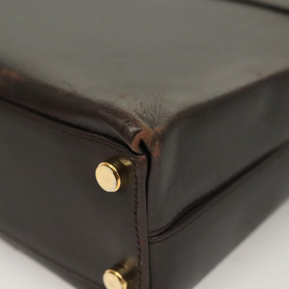 Salvatore Ferragamo Gancini Hand Bag Leather 2way Brown Gold Auth 128233