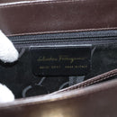 Salvatore Ferragamo Gancini Hand Bag Leather 2way Brown Gold Auth 128233-16
