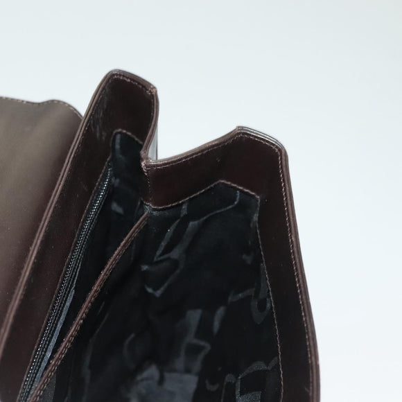 Salvatore Ferragamo Gancini Hand Bag Leather 2way Brown Gold Auth 128233