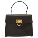 Salvatore Ferragamo Gancini Hand Bag Leather 2way Brown Gold Auth 128233-2