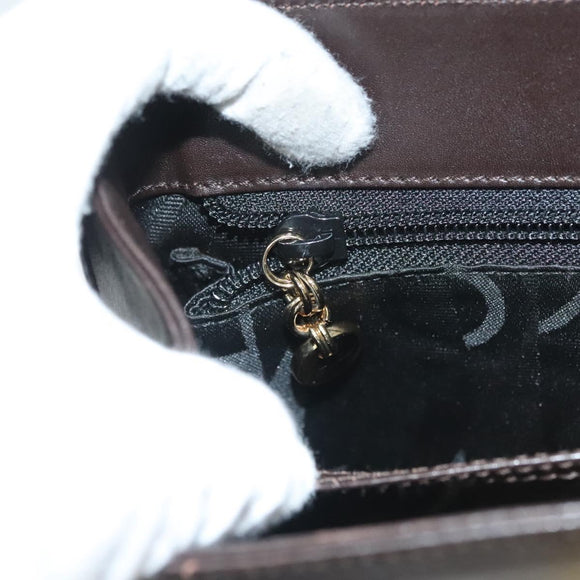 Salvatore Ferragamo Gancini Hand Bag Leather 2way Brown Gold Auth 128233