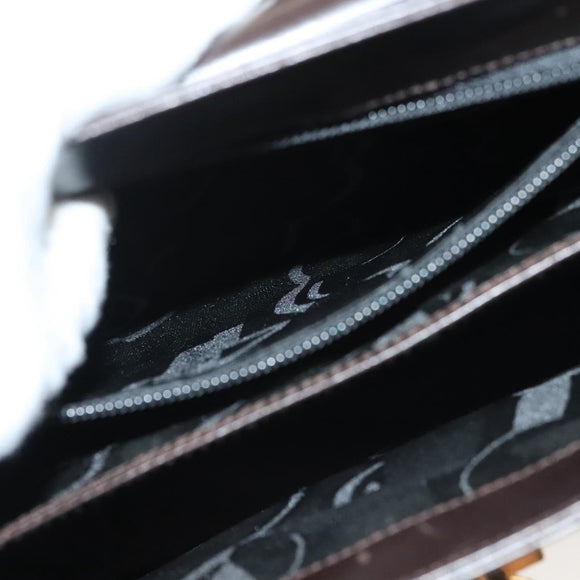 Salvatore Ferragamo Gancini Hand Bag Leather 2way Brown Gold Auth 128233