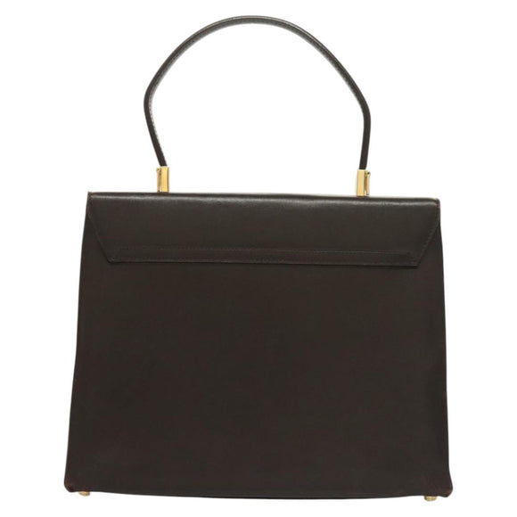 Salvatore Ferragamo Gancini Hand Bag Leather 2way Brown Gold Auth 128233